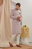 Men's Indian Designer Wedding Festive Wear Asymmetric Sherwani with White Churidar Pants