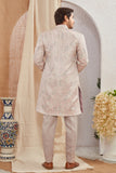 Men's Indian Designer Wedding Festive Wear Asymmetric Sherwani with White Churidar Pants