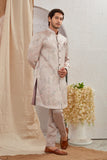 Men's Indian Designer Wedding Festive Wear Asymmetric Sherwani with White Churidar Pants