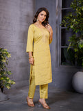Elegant Yellow Embroidered Kurta Set for Women – Festive & Casual Wear