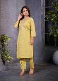 Elegant Yellow Embroidered Kurta Set for Women – Festive & Casual Wear