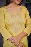 Elegant Yellow Embroidered Kurta Set for Women – Festive & Casual Wear