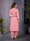 Elegant Pink Embroidered Kurta Set for Women – Festive & Casual Wear