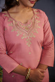 Elegant Pink Embroidered Kurta Set for Women – Festive & Casual Wear