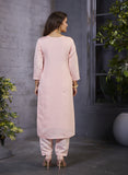 Elegant Light Peach Embroidered Kurta Set for Women – Festive & Casual Wear