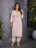Elegant Light Peach Embroidered Kurta Set for Women – Festive & Casual Wear
