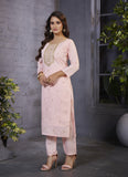 Elegant Light Peach Embroidered Kurta Set for Women – Festive & Casual Wear