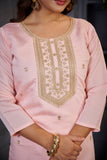 Elegant Light Peach Embroidered Kurta Set for Women – Festive & Casual Wear
