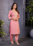 Elegant Pink Embroidered Kurta Set for Women – Festive & Casual Wear