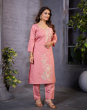 Elegant Pink Embroidered Kurta Set for Women – Festive & Casual Wear