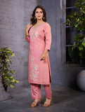 Elegant Pink Embroidered Kurta Set for Women – Festive & Casual Wear