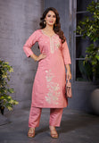 Elegant Pink Embroidered Kurta Set for Women – Festive & Casual Wear