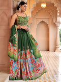 Viana Green Floral Lehenga Set with Embroidered Blouse & Dupatta