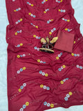 Maroon Sheer Saree with Colorful Floral Sequins