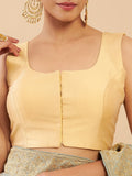 Women's Solid Silk Sleeveless Blouse Square Neck Festive Ethnic Wear