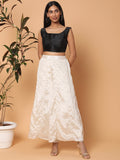 Black Sleeveless Square Neck Readymade Saree Blouse with Silver Lace