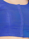 Blue Scoop Neck Elbow Sleeve Readymade Saree Blouse