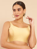 Women's Solid Silk Sleeveless Blouse Top Scoop Neck Ethnic & Party Wear for Saree, Lehenga, Skirt