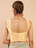 Women's Solid Silk Sleeveless Blouse Square Neck Festive Ethnic Wear