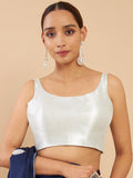 Women's Solid Silk Sleeveless Blouse Top Scoop Neck Ethnic & Party Wear for Saree, Lehenga, Skirt