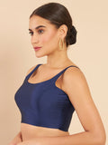 Women's Solid Silk Sleeveless Blouse Top Scoop Neck Ethnic & Party Wear for Saree, Lehenga, Skirt