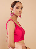 Women's Solid Silk Sleeveless Blouse Square Neck Festive Ethnic Wear
