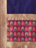 Elegant Pink Brocade Lehenga with Designer Blouse & Navy Dupatta