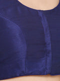 Blue Scoop Neck Elbow Sleeve Readymade Saree Blouse