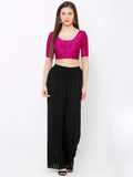 Magenta Scoop Neck Elbow Sleeve Readymade Saree Blouse