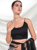 Black Sequin Striped Georgette Saree Glamorous Party & Evening Wear Saree