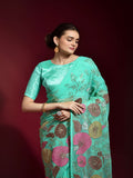 Gulabo Sky Blue Georgette Saree with Multicolor Thread & Sequin Floral Embroidery