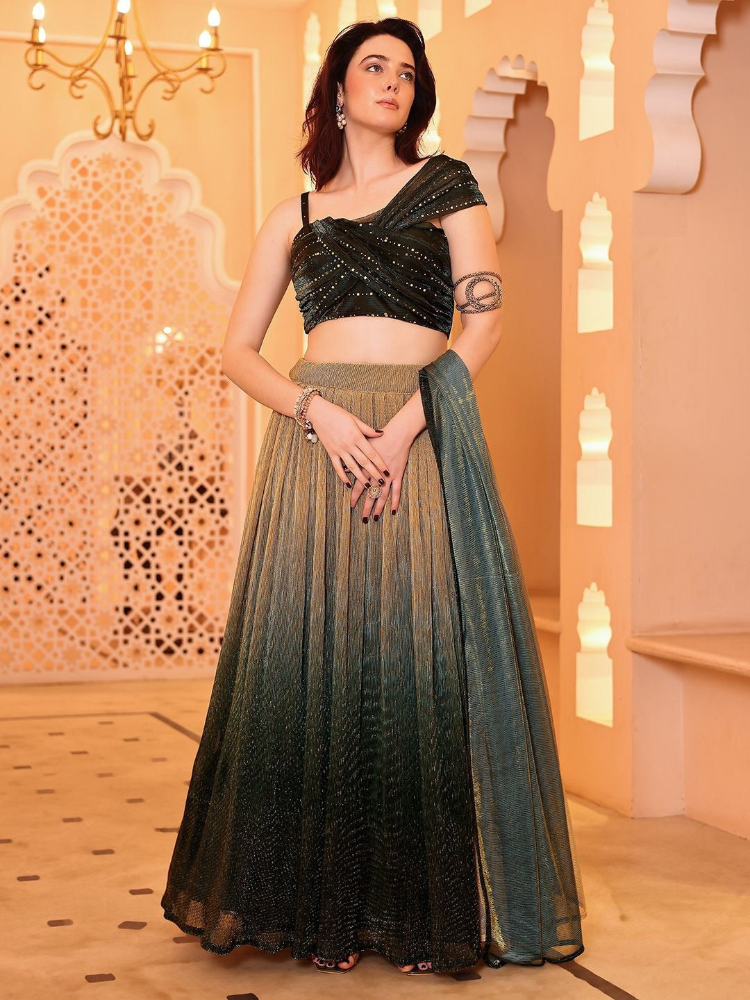Enchanted Emerald Ombre Lehenga Set