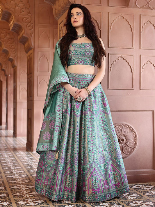 Zoya Mint Green Banarasi Silk Lehenga Set with Dupatta