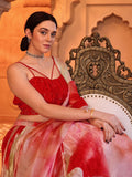 Crimson Rose Tie-Dye Lehenga Set with Spaghetti Strap Blouse
