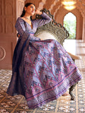 Aayat Powder Blue & Royal Blue Banarasi Silk Lehenga Set with Zari Weaving