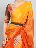 Yellow Satin Silk Saree for Evening & Festive Ready to Wear Saree
