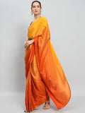 Yellow Satin Silk Saree for Evening & Festive Ready to Wear Saree